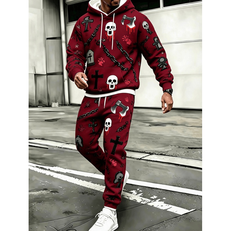 Wine & Beer Guayaquil - Men Wine Red Halloween Skull Axe